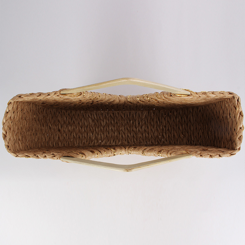 One-piece dropshipping vacation beach bag, simple and versatile, gold thread fine woven handbag, woven bag, handcrafted ladies' bag details Picture