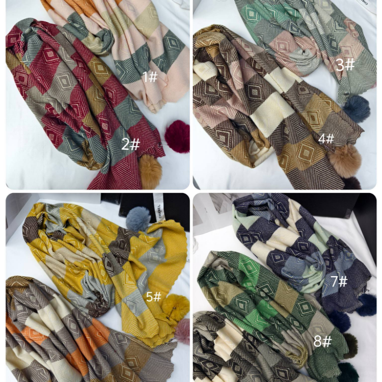 Pañuelo musulmán colored plaid oriente medio mujer pañuelo pañuelo fan 100x30cm