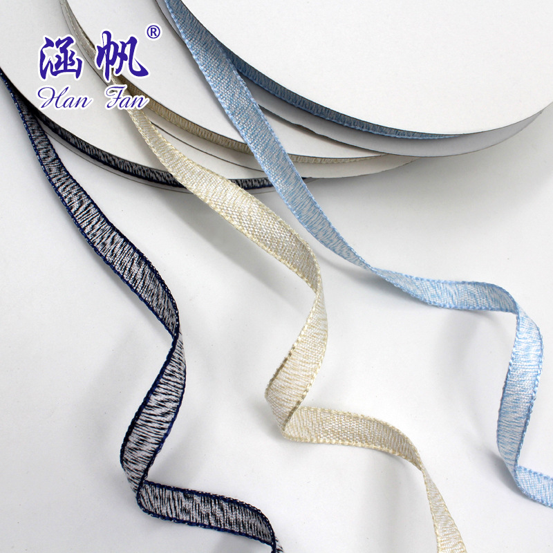 Wholesale of 3 minutes 1CM water ripple multi-color woven tape handcrafted hair accessory materials, baked wedding gift box tape factory direct sales details Picture