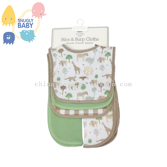 五条装初生婴儿围兜口水巾喂奶巾卡通印花图案宝宝擦脸巾围嘴