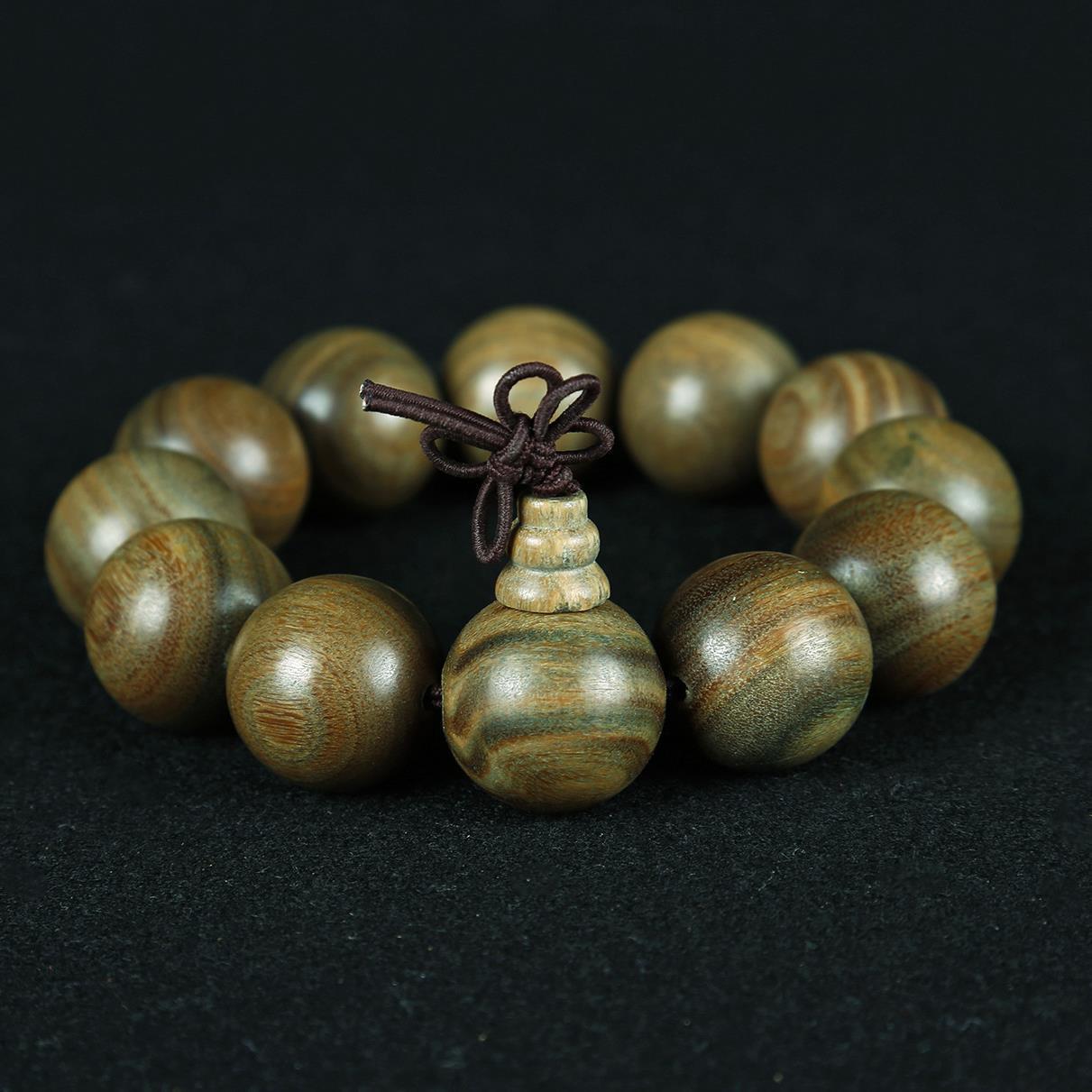 Natural green sandalwood Buddhist prayer beads bracelet for men, 1.8CM and 1.5CM Buddhist prayer beads bracelet accessories on promotion Specification image