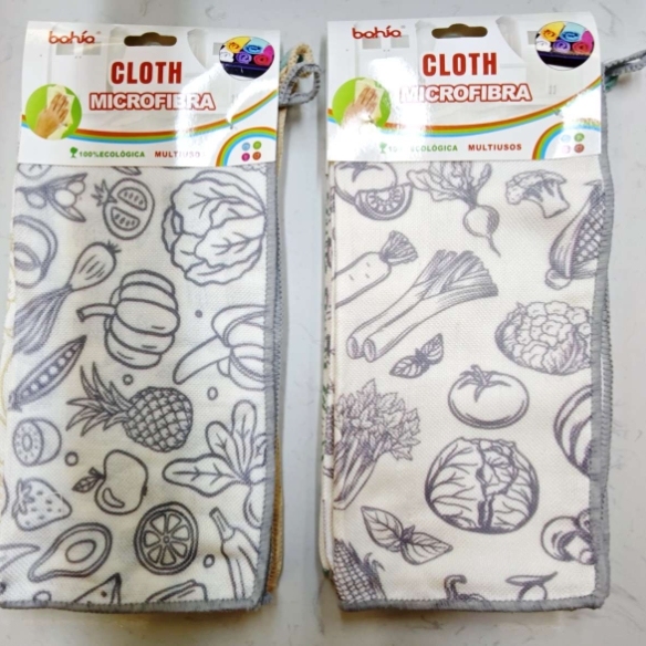 Double-layer plant fiber printed kitchen cleaning small square cloth details Picture
