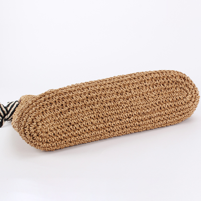 One-piece Korean navy style versatile paper rope woven bag with knotted shoulder strap, vacation niche single-shoulder bag, beach bag Specification image