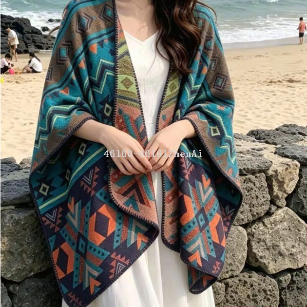 Photography wonder, travel ethnic style shawl, cross-border e-commerce live streaming, winter warm scarf wholesale supply chain supply Specification image