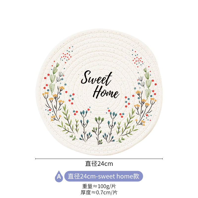 Woven heat insulation pads, table MATS, light luxury Nordic cotton printed placemats, plate MATS and coasters Application Scenario