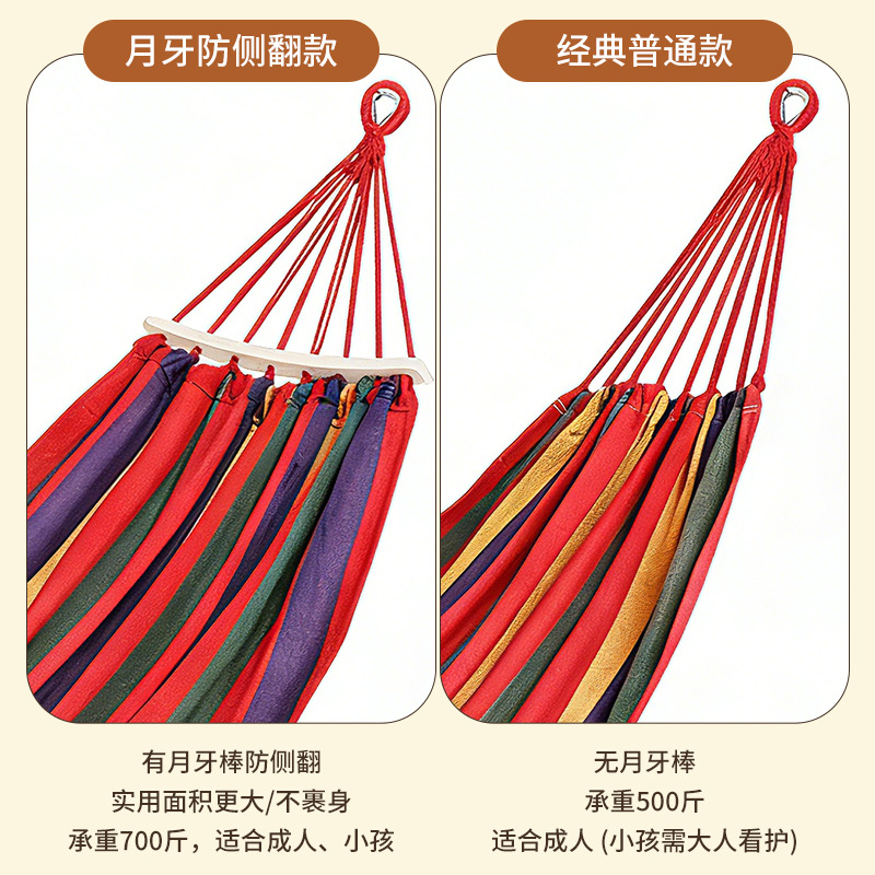 Outdoor canvas hammock, adult anti-rollover thickened swing, best-selling in 2026, portable hammock for home courtyard camping Specification image