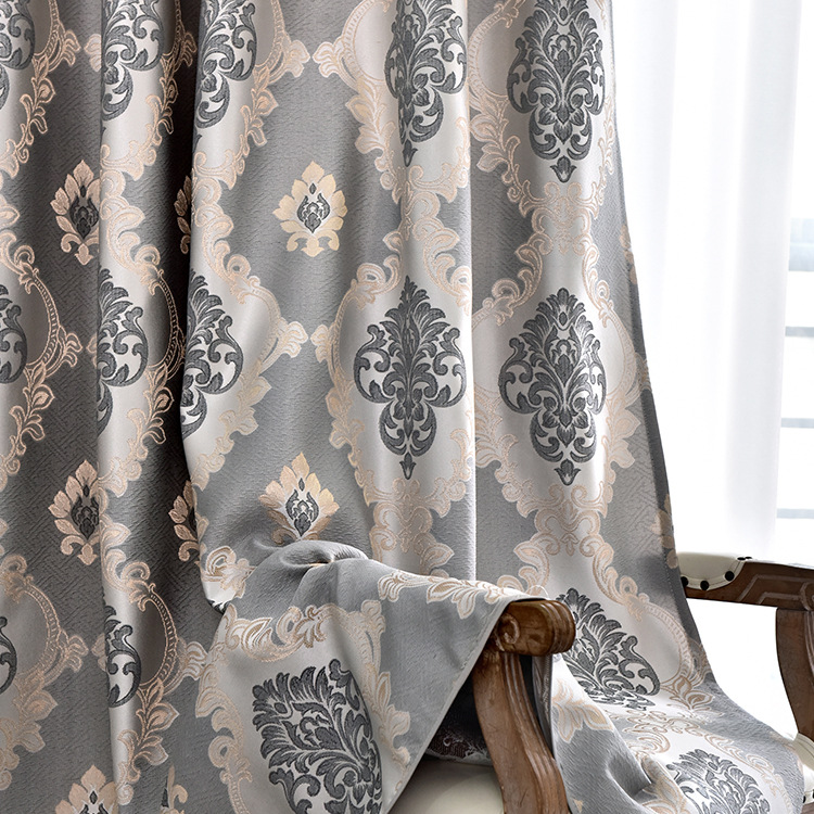 【 Elxi 】 Cross-border wholesale of jacquard blackout curtains, large floral modern and simple jacquard fabric wholesale, and screen Windows Specification image