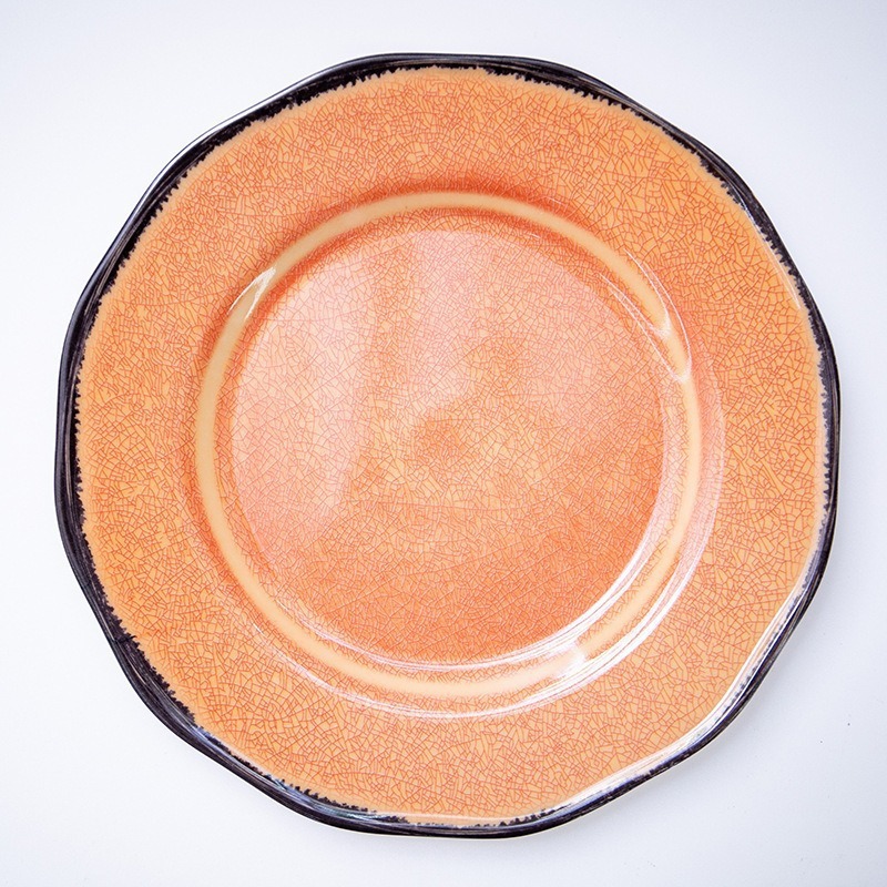 跨境餐具市井火锅店盘子复古密胺碗碟盘商用油碟碗怀旧老火锅碗盘