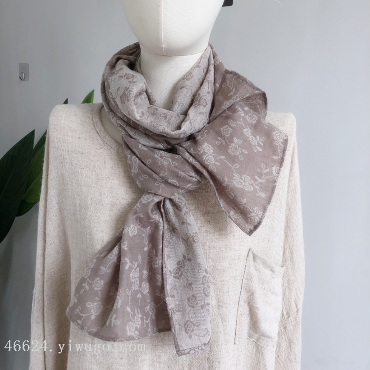Wholesale of scarves, live-streaming e-commerce, supply of jacquard scarves, new artistic style scarves, linen scarves details Picture