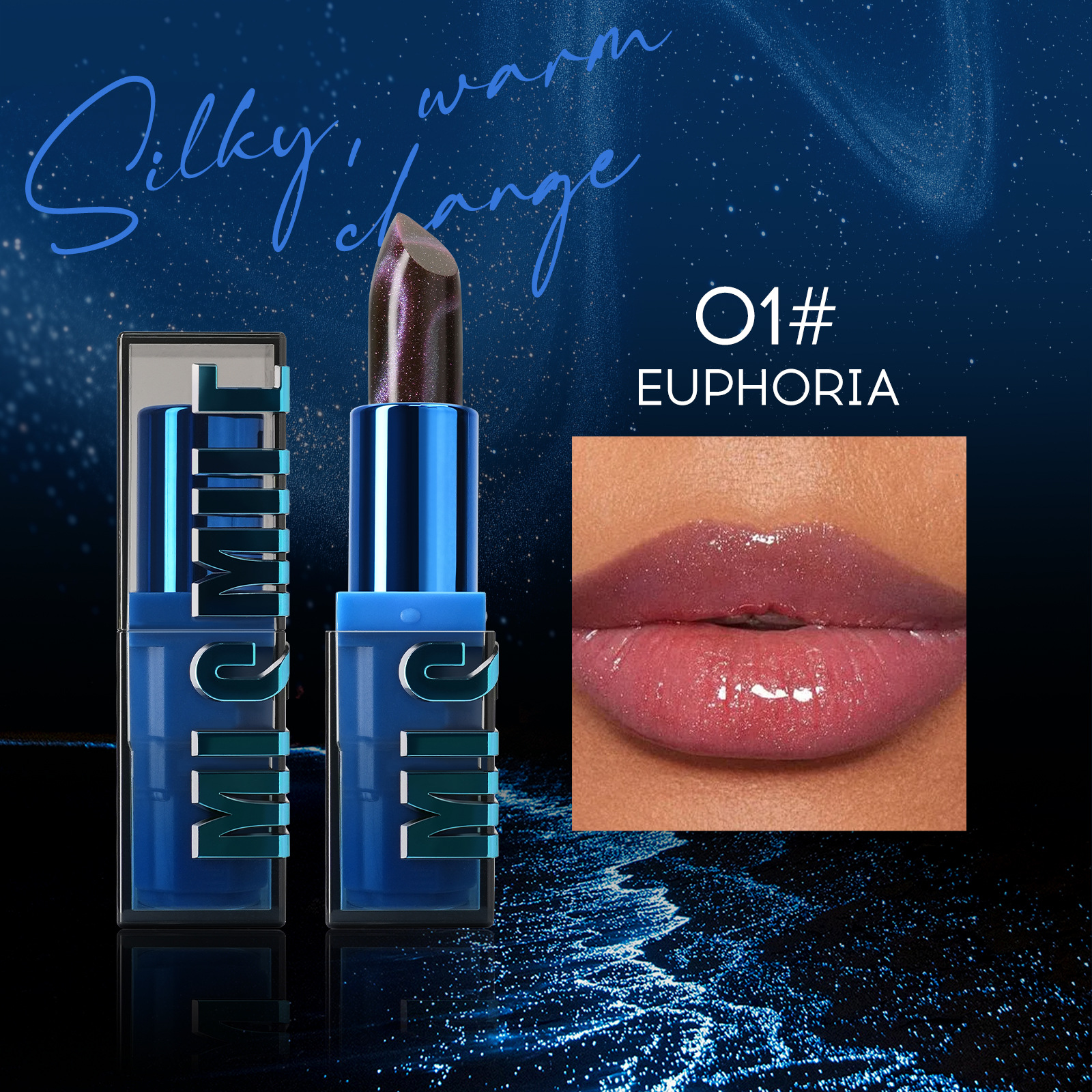 Imported cat's eye temperature-changing moisturizing lipstick, fashionable, waterproof and long-lasting glitter powder stick details Picture