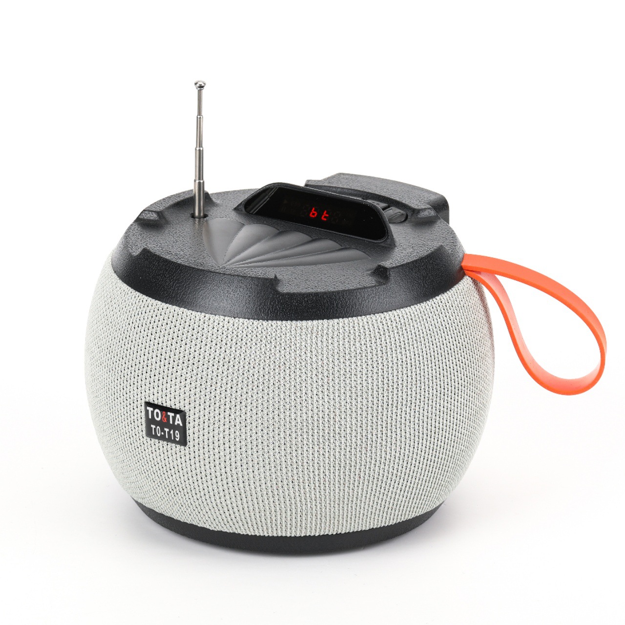 2026跨境热销带LED显示蓝牙音箱高清音质便携户外布艺无线音响白底实物图