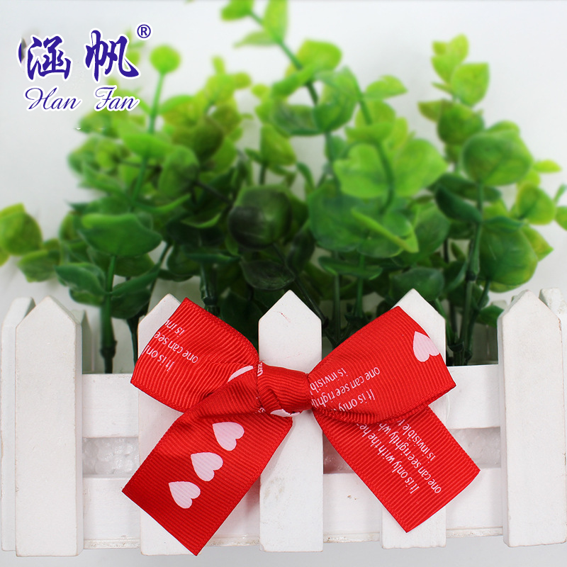 Wholesale and customized production of printed bows, various woven ribbons, knitted and decorated bows, factory direct sales, customized patterns Specification image