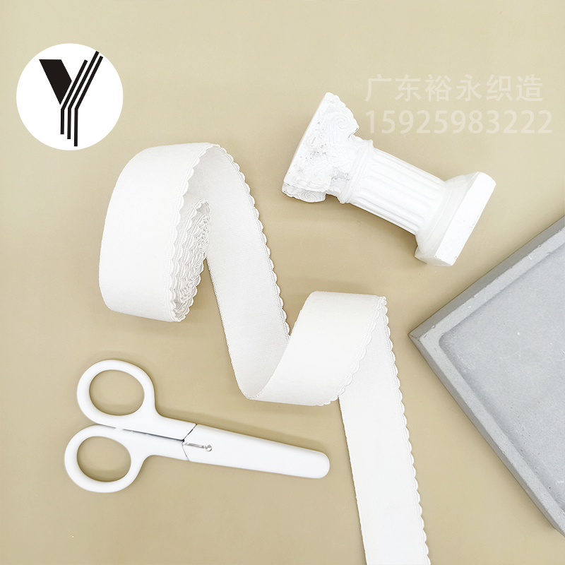Manufacturer's in-stock computer toothed edge elastic band, checkered crescent, black and white elastic webbing, clothing accessories, waist and hem Application Scenario