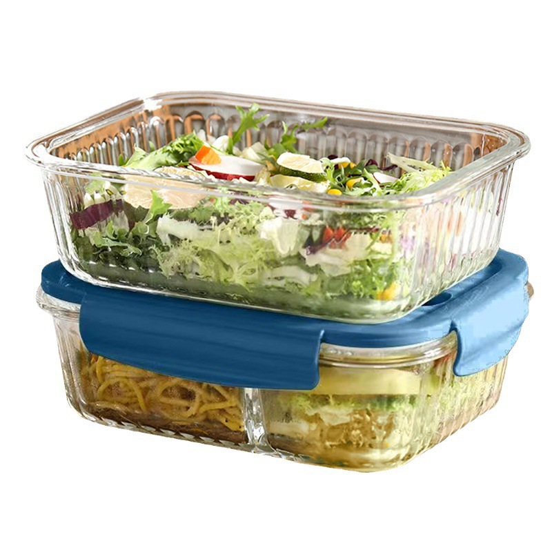 The three-piece glass food storage box set is suitable for refrigeration and microwave heating. It is a special lunch box for students and office workers Item Picture