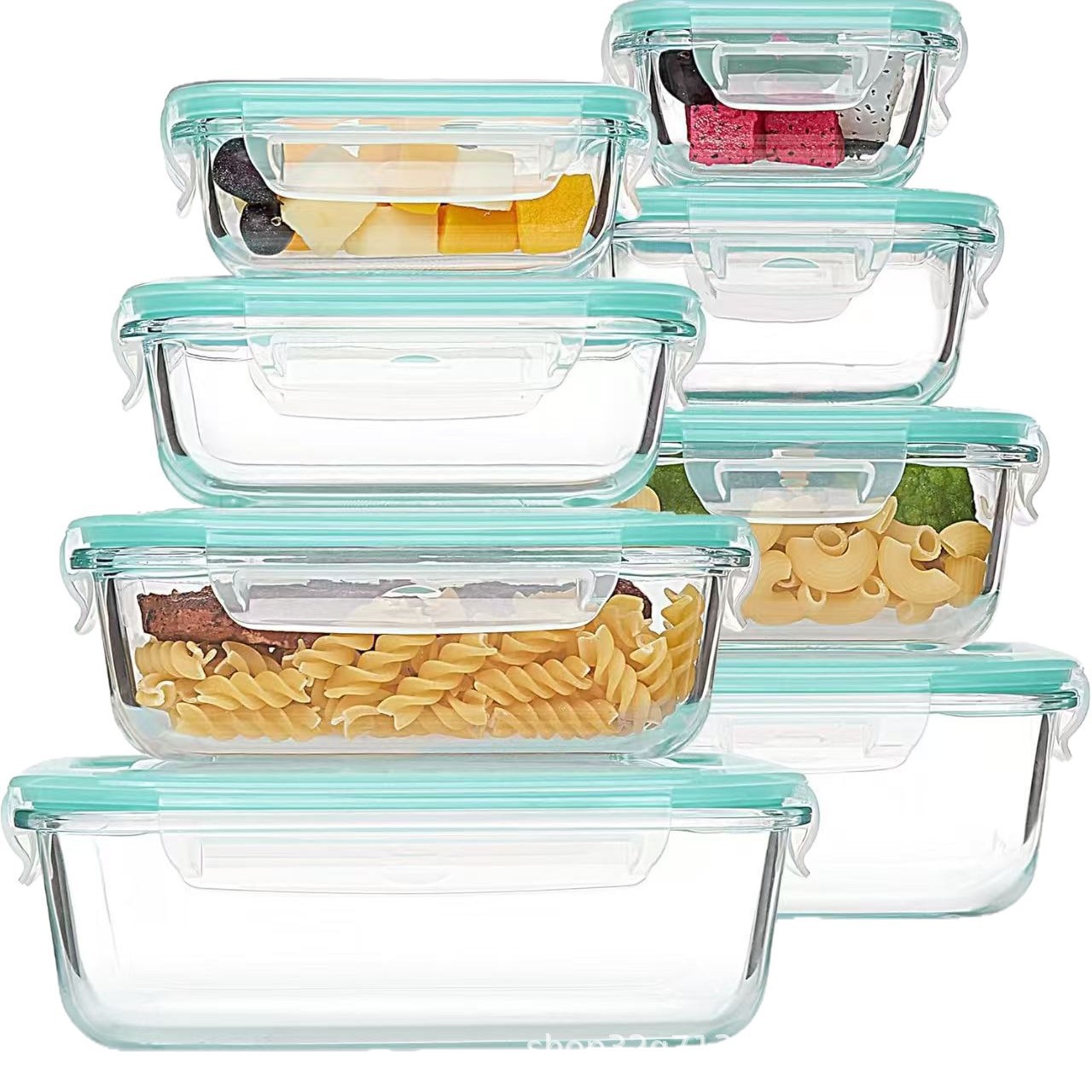 Cross-border exclusive high borosilicate glass lunch box, office worker's special lunch box, microwave safety preservation box set with label Item Picture
