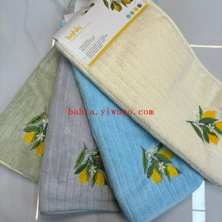刺绣柠檬图案精品家纺毛巾白色红喜帕毛巾面料礼品冬季实用吸水柔软 bahia