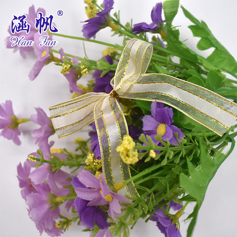 Handmade bow, gold bar, wire tied bow, printed bow tie, red flower handmade small flower factory direct sales Specification image