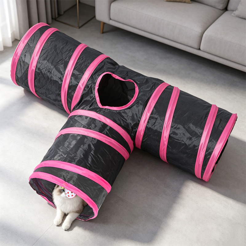 Cross-border Rainbow T-shaped three-way cat channel, fur ball Cat toy track, Pet toys and supplies, tumbling dragon channel details Picture