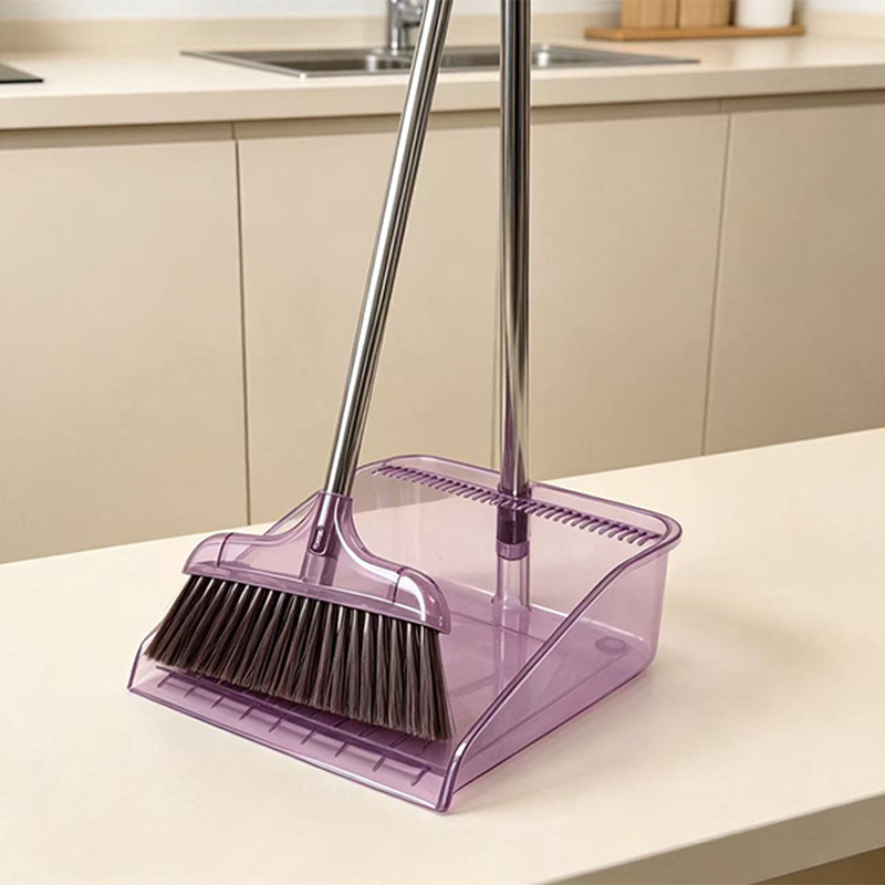 Broom and dustpan combination, thickened acrylic bathroom broom, household soft-bristled cleaning broom with no blind spots, four-in-one Specification image