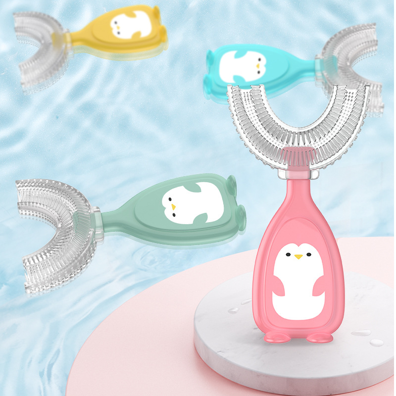 New children's U-shaped toothbrush, silicone soft bristle toothbrush, baby oral cleaning wonder, mouthpiece toothbrush wholesale Specification image