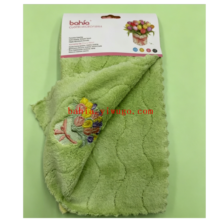 Embroidered bouquet towel, plain lace cloth, household absorbent and stain-removing cleaning towel