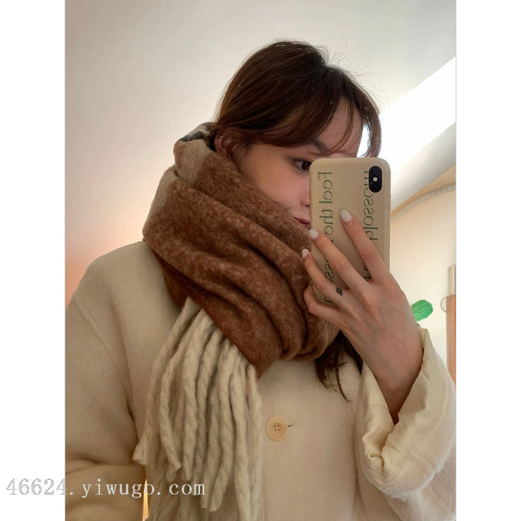 Cross-border scarf wholesale e-commerce live-streaming supply chain, cotton candy series left and right double-layered thick whiskers