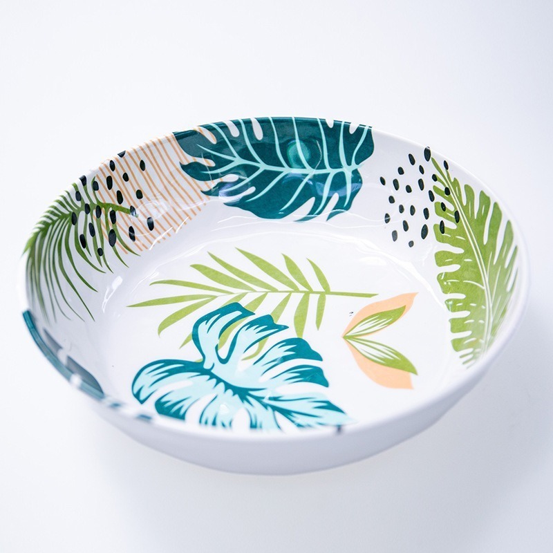 Melamine tableware, porcelain imitation round plates, vegetable plates, fast food restaurant plates, fried rice plates, fried noodle plates, anti-drop restaurant use, factory direct sales full figure