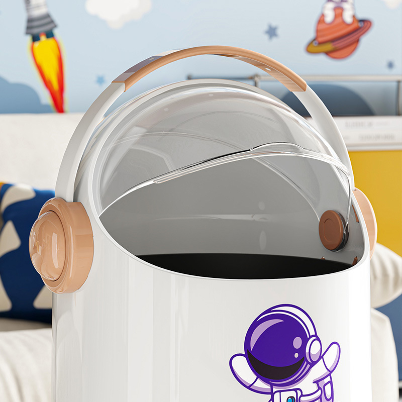 垃圾桶/笑脸垃圾桶/不弯腰垃圾桶/家用垃圾桶/不锈钢垃圾桶带盖白底实物图