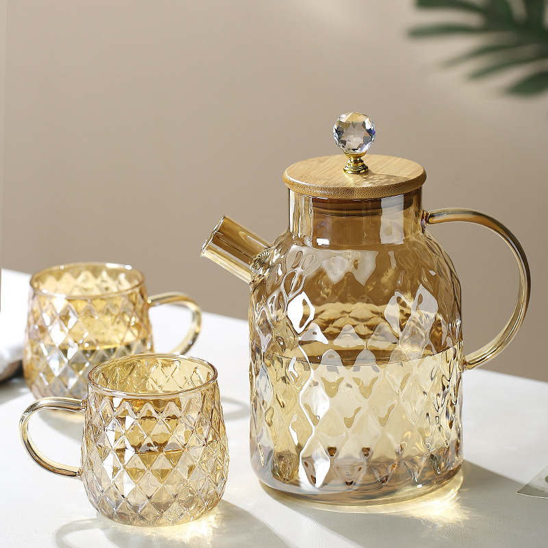 High borosilicate heat-resistant and cold-resistant water kettle, large-capacity cooling water kettle, household teapot, juice and beverage teapot, light luxury Lanling teapot details Picture