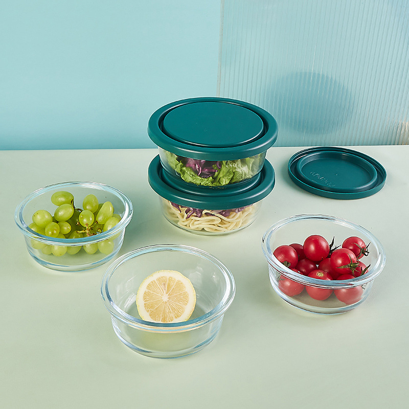 Round lunch boxes, insulated lunch boxes, glass food-grade lunch boxes, microwave oven-safe boxes, gift wholesale details Picture