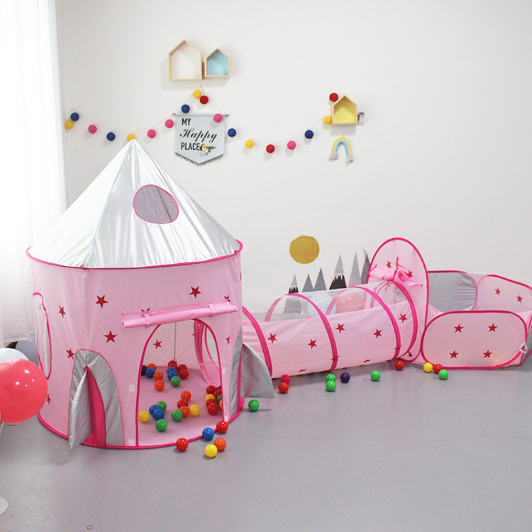 Children's small tent, indoor princess three-piece set, toys, ocean ball pool fence, baby play house, foldable Item Picture