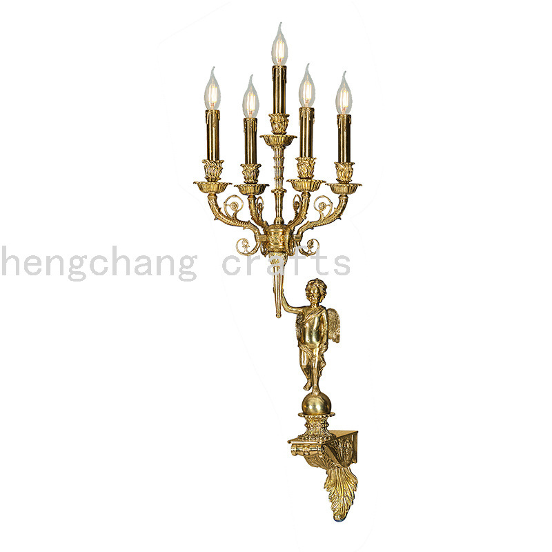法式全铜壁灯别墅复式楼客厅大壁灯别墅门厅罗马柱庭院天使壁灯