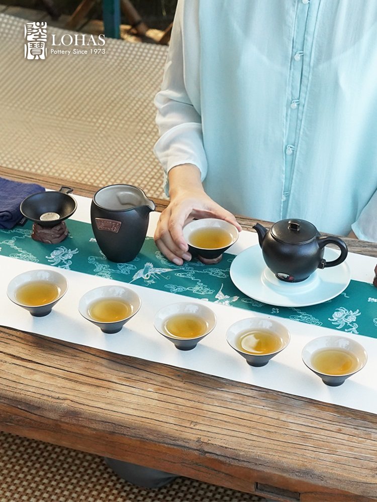 陆宝茶具套装家用客厅中式功夫茶具套组陶瓷茶器礼盒装居山水茶礼