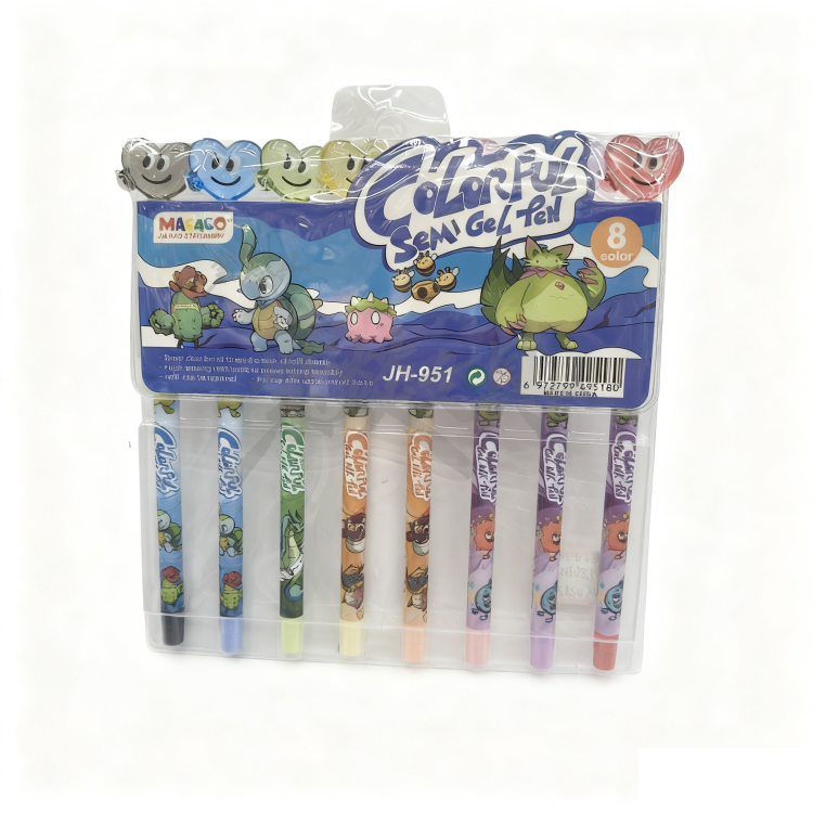The heart-shaped colored medium oil pen PVC bag can smoothly remove the cap for office students Item Picture