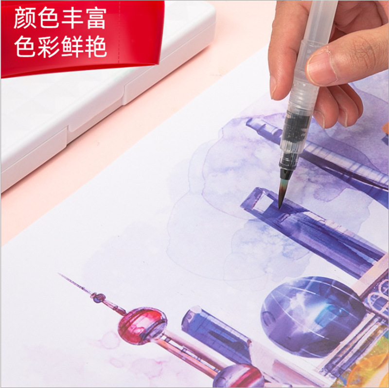 Italian Rafael Solid watercolor 36-color gouache, beginner's powder compact art solid watercolor portable Item Picture