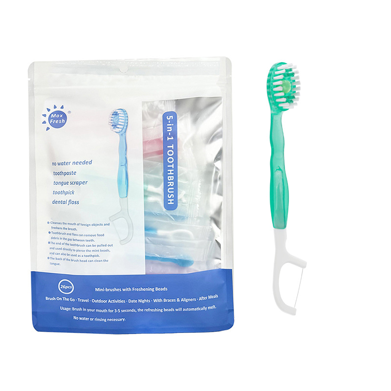 Mini disposable burst bead toothbrush, multi-functional dental floss, freshen breath, clean mouth, portable travel toothbrush Item Picture