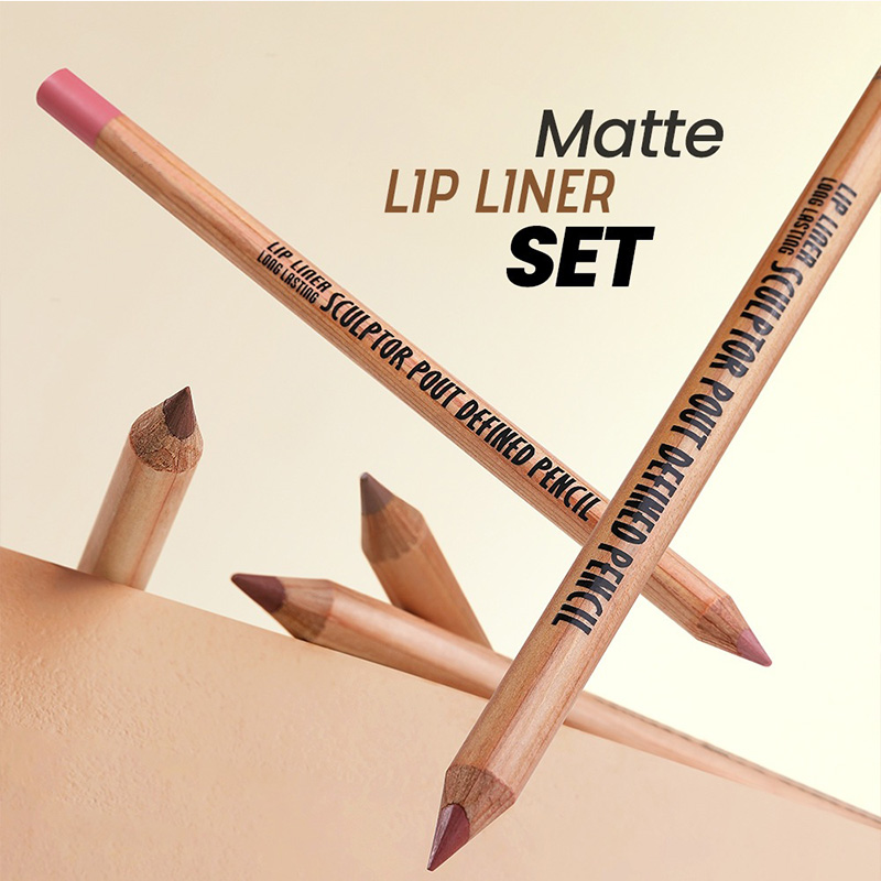 Lip liner pen set of 6 pieces, mineral waterproof, vegan and cruelst-free pencils details Picture
