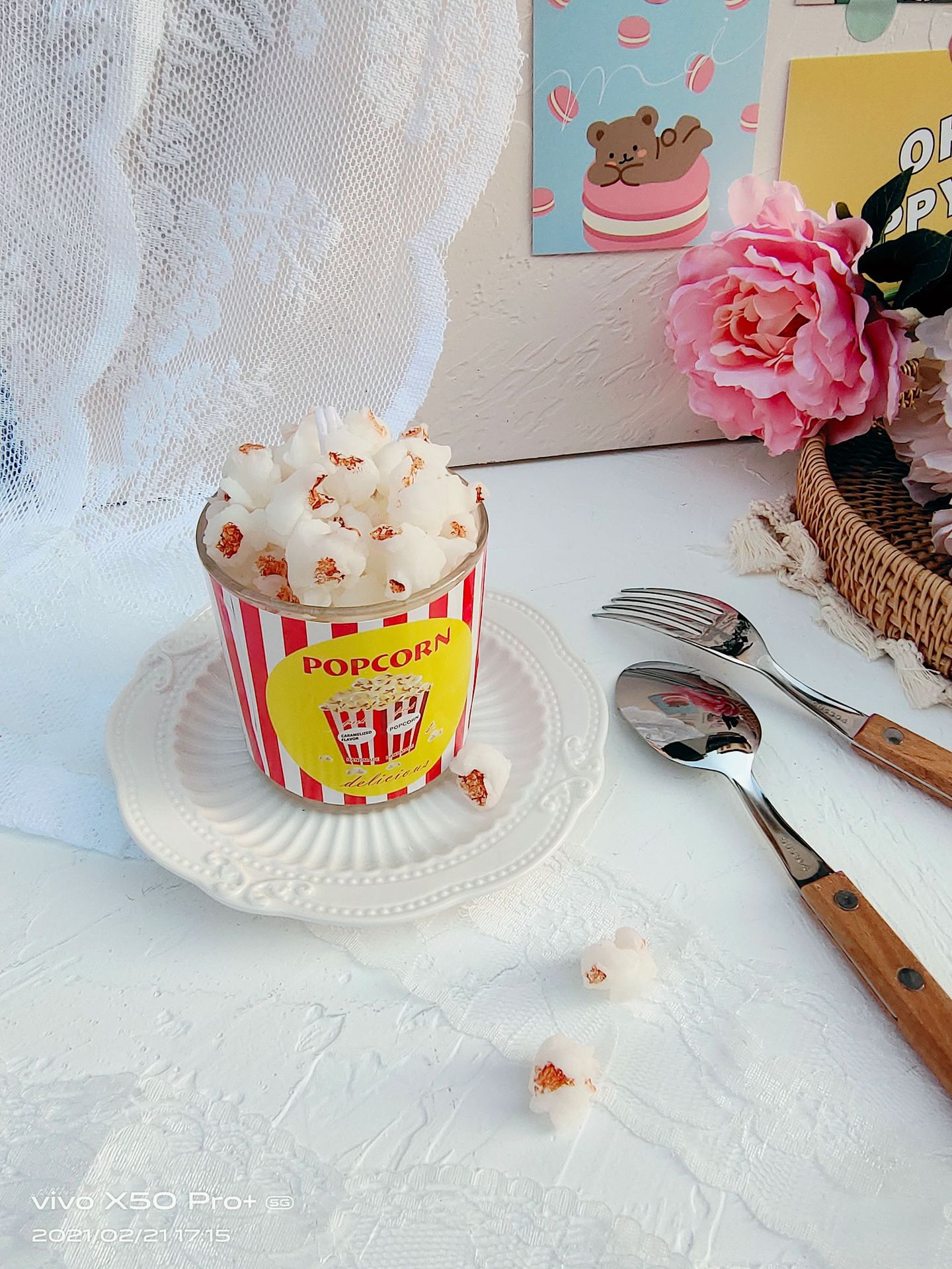 Popcorn scented candles, cups, wax ornaments, shooting props, souvenirs, handmade soy wax, creative gifts, girlish hearts full figure