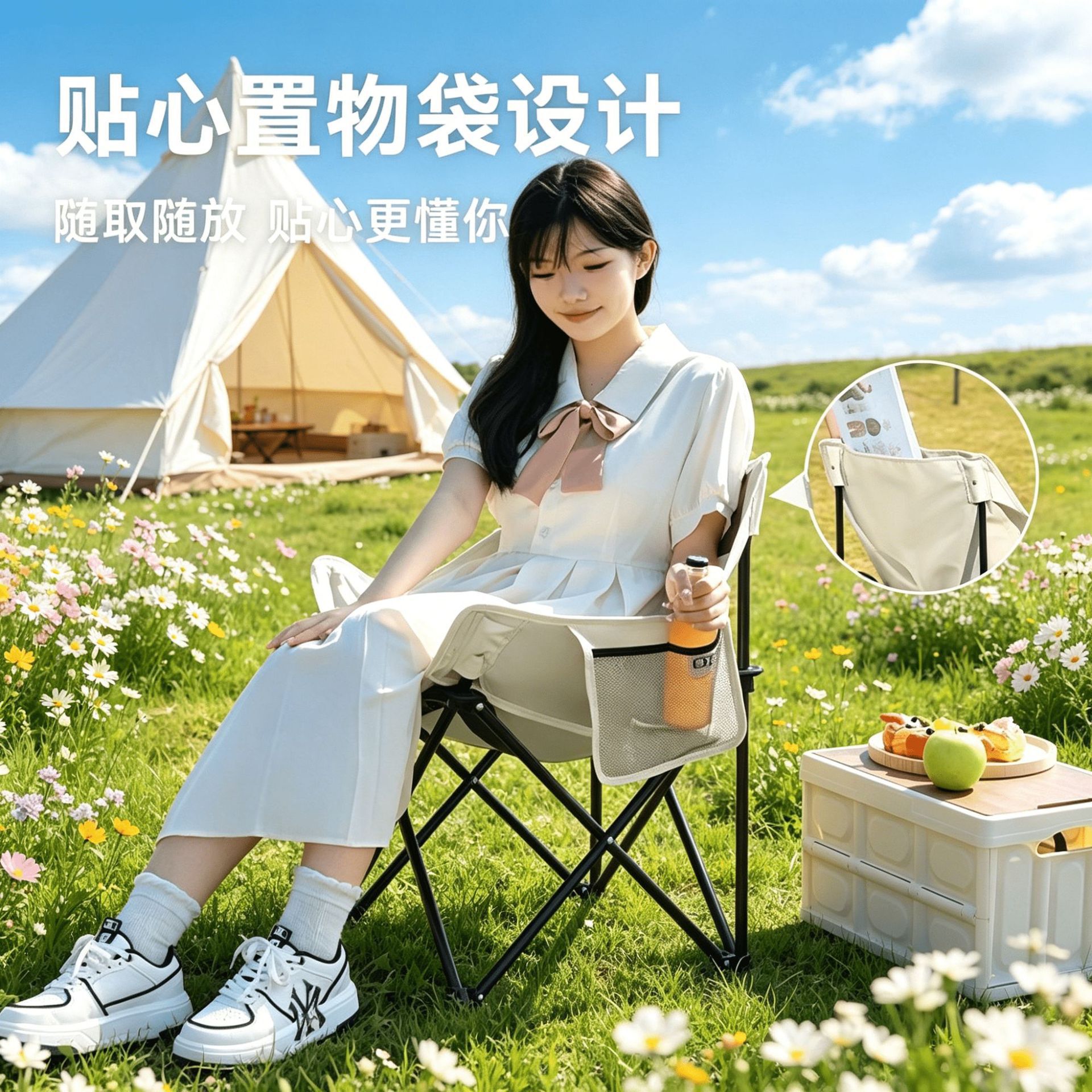 Portable outdoor leisure folding chair, single person portable, light and portable chair, leisure lounge chair, folding portable chair Specification image