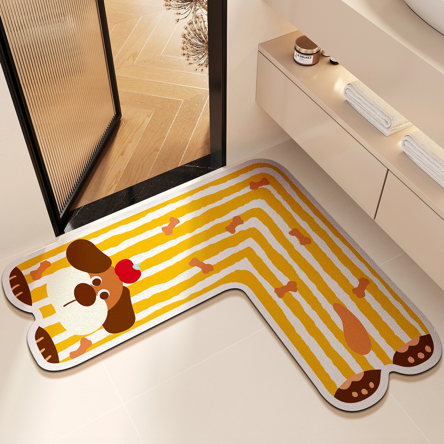 现货浴室地垫L型卫生间吸水脚垫垫硅藻泥厕所门口地毯家用批发