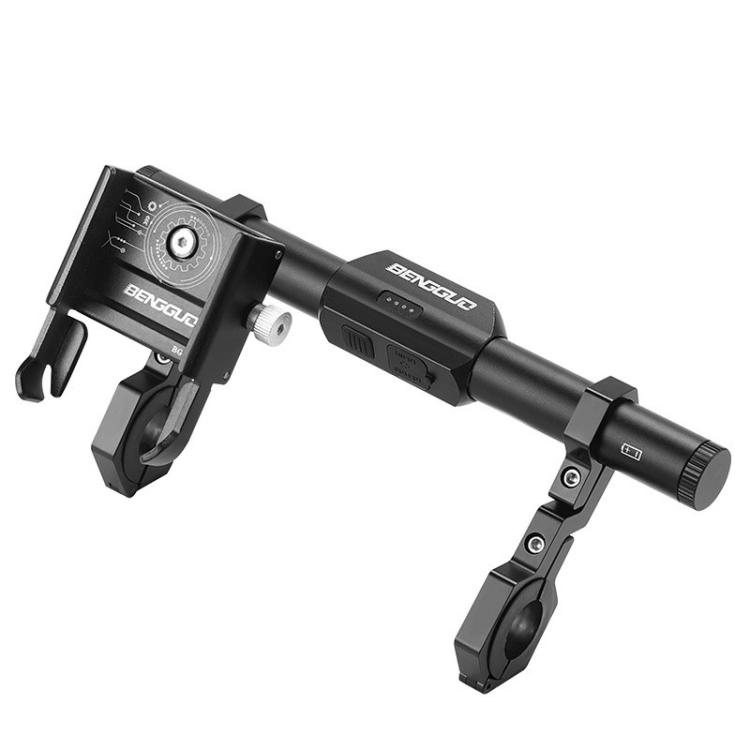 BG-0797 bicycle handlebar extension frame with light, aluminum alloy extension frame, front light, stopwatch extension frame, mobile phone stand Application Scenario
