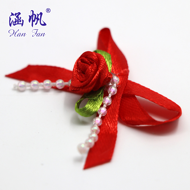 Wholesale handmade ribbon small flower underwear, small flower home textiles, shoes, hats and accessories, ribbon hand-tied bow rose Specification image