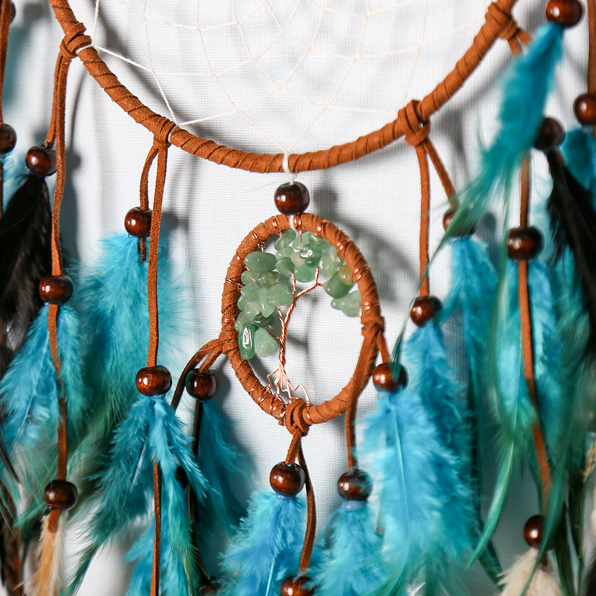 Retro-style dreamcatcher pendants, natural crushed stone life tree dreamcatcher ornaments, room decoration dreamcatcher wholesale Specification image