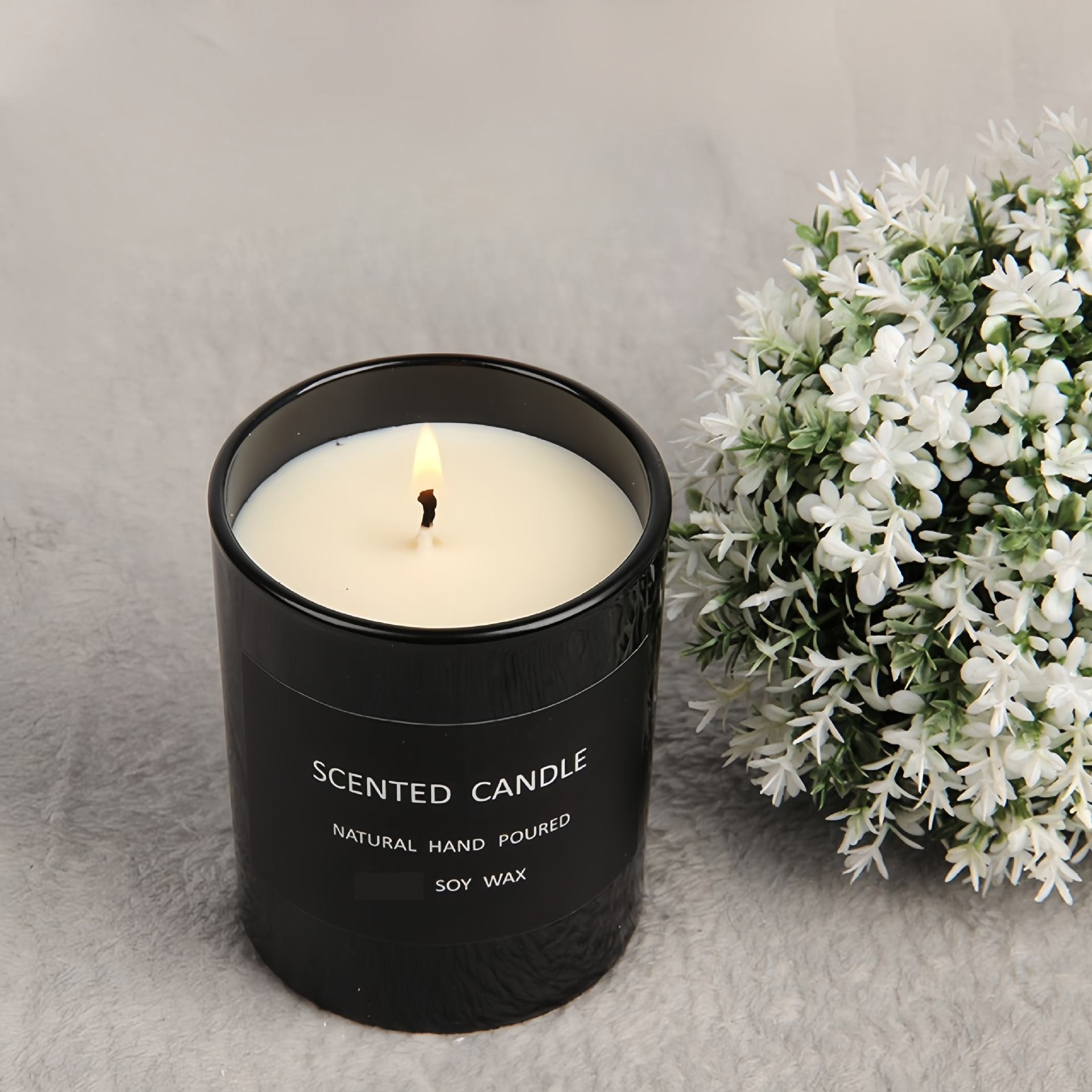 Cross-border best-selling bright black glass scented candle, bow romantic gift box, smokeless soy wax scented candle Item Picture
