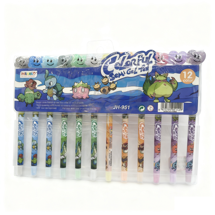 The heart-shaped colored medium oil pen PVC bag can smoothly remove the cap for office students details Picture