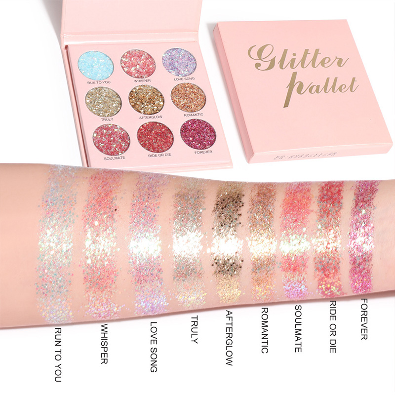 High-quality wholesale OEM/ODM customizable 9-color long-lasting high-quality glitter waterproof eyeshadow palettes