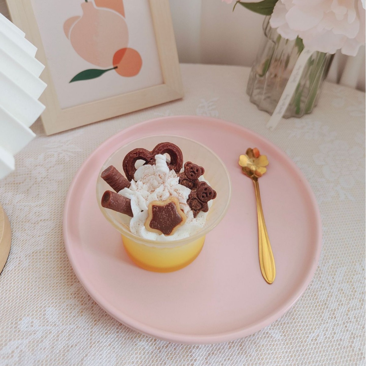 Creative high-end gradient flower coffee cup, ice cream, scented candle, cross-border dessert, scented fruit cup wax full figure