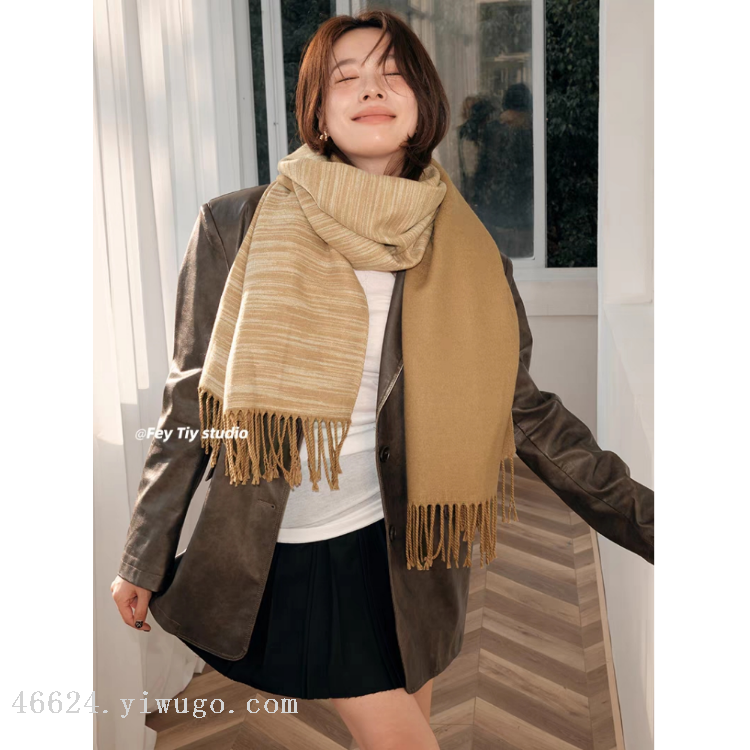 Cross-border scarf wholesale e-commerce live streaming supply chain supply 25 double-sided series of core yarn satin dyed double-sided