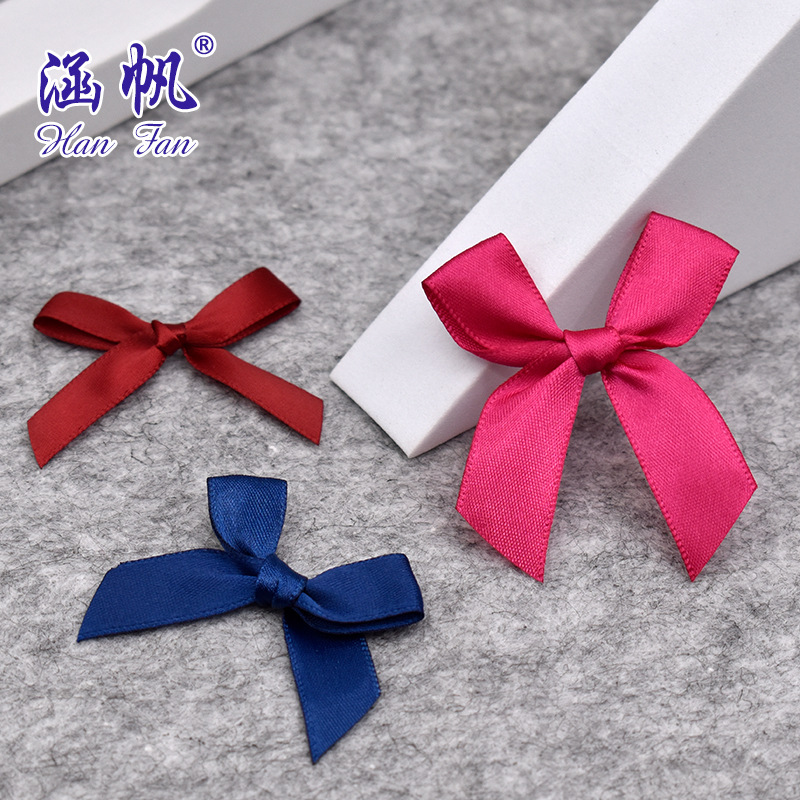 Hanfan polyester ribbon bow tie in stock, hand-tied knot gift box, decorative bow tie, waist wrap, four-ear handcrafted flower knot details Picture