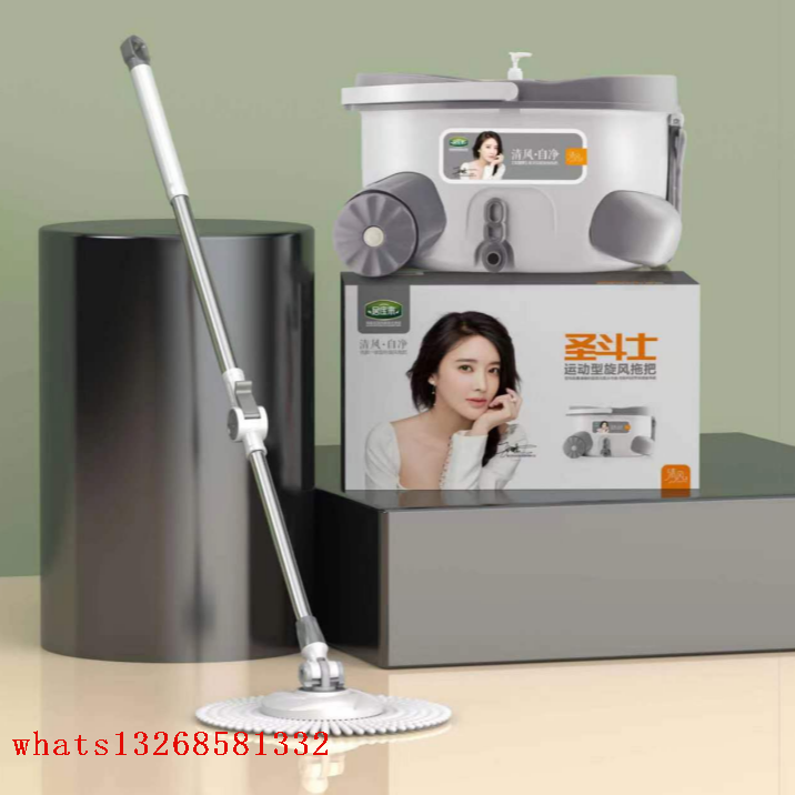 New type of dry and wet dual-purpose rotating mop, no need for hand washing, enlarged and thickened household rotating mop, lazy person absorbent mop bucket details Picture